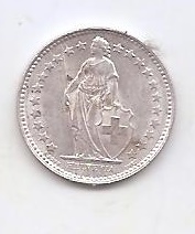 SUIZA DEL AÑO 1953 DE 1/2 FRANCO 